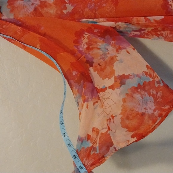 Sheer Orange/Red/Pink Floral Tunic Top size 2XL by Come & See - Picture 8 of 13
